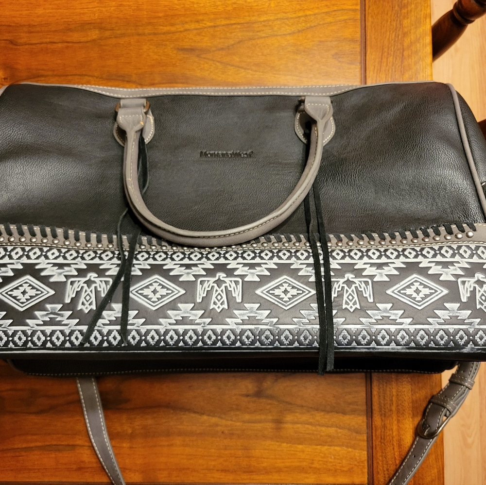 Leather weekender bag